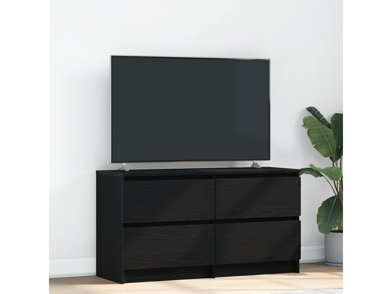  Meuble tv - banc tv - meuble de rangement noir 100x35x54 cm bois d'ingénierie  - Conforama B