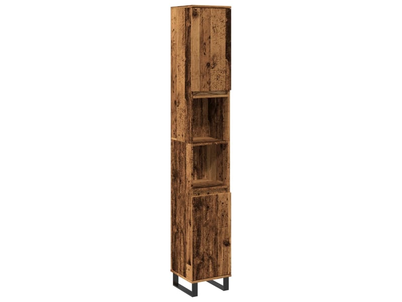  Armoire de salle de bain, meuble de rangement vieux bois 30x30x190cm bois ingénierie  - Conforama A