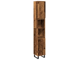 Armoire de salle de bain, meuble de rangement vieux bois 30x30x190cm bois ingénierie