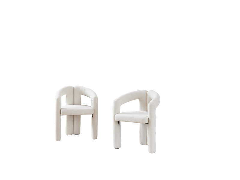  Lot de 2 chaises de salle à manger avec accoudoirs en chenille evryae  - Conforama E
