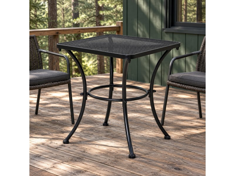  Table d’appoint de jardin carrée avec plateau grillagé - lpospi - pieds arrondis, métal noir 45 × 45 × 50 cm  - Conforama C
