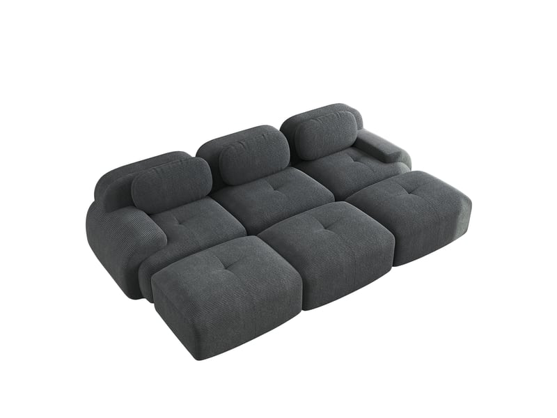 Canapé modulable, canapé 3 places, en velours tricoté, gris, sans montage, sans structure, home cinéma, pour salon - Conforama W