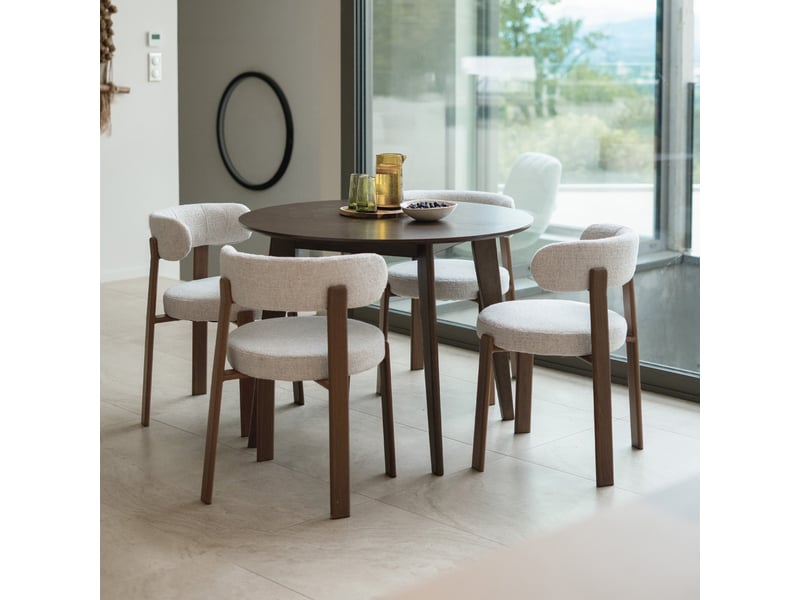 Lot de 2 chaises en tissu texturé blanc cassé, pieds en métal-aura Aura - Conforama E