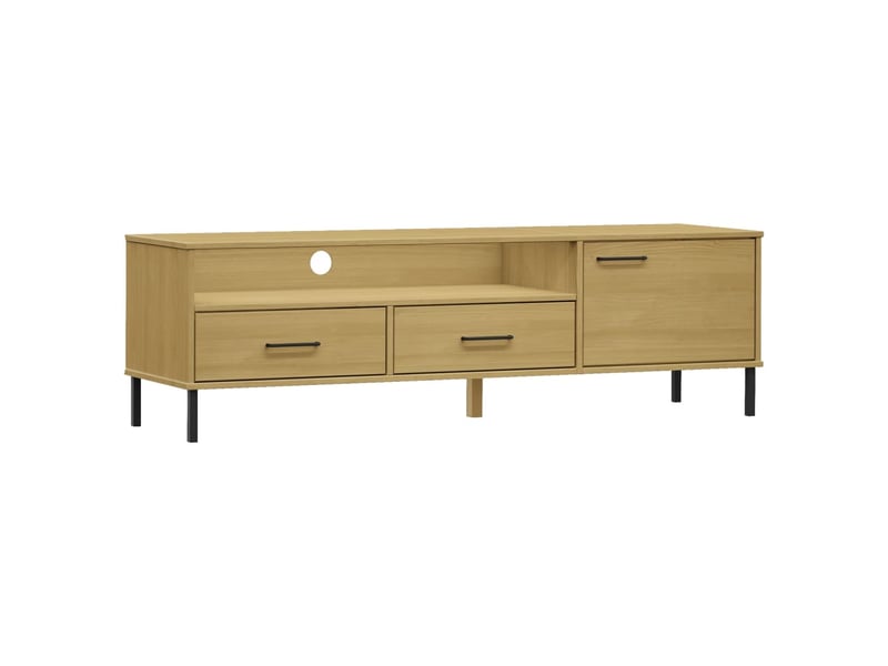  Meuble tv - banc tv - meuble de rangement avec pieds en métal marron bois de pin massif oslo  - Conforama A