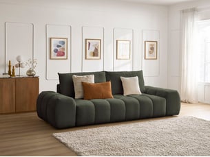 Canapé droit fixe BOBOCHIC EVEREST 3 places Tissu vert