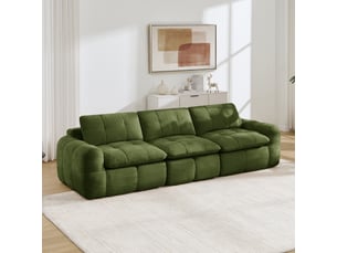Canapé 3 places - 264 x 97 x 68 cm - canapé modulable en chenille avec assise profonde et coussins - vert