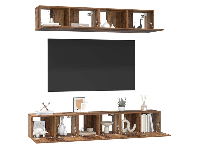  Ensemble meuble tv - banc tv - meuble de rangement 5 pcs bois ancien bois d'ingénierie  - Conforama C