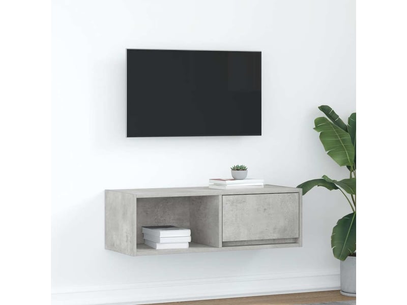  Meuble tv - banc tv - meuble de rangement gris béton 80x31x25,5 cm bois d'ingénierie  - Conforama B