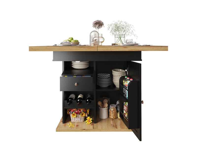  Table de séjour rectangulaire avec allonge noir - 80x110-140max.cm mdf table noir - Conforama A