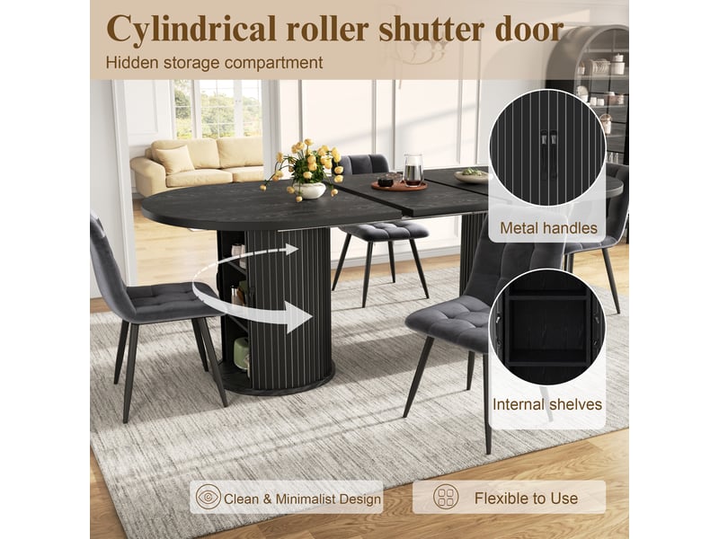  Table à manger, 150x80x75 cm, extensible, en métal, noir cao-N620CZ260701S-conf-NEW - Conforama E