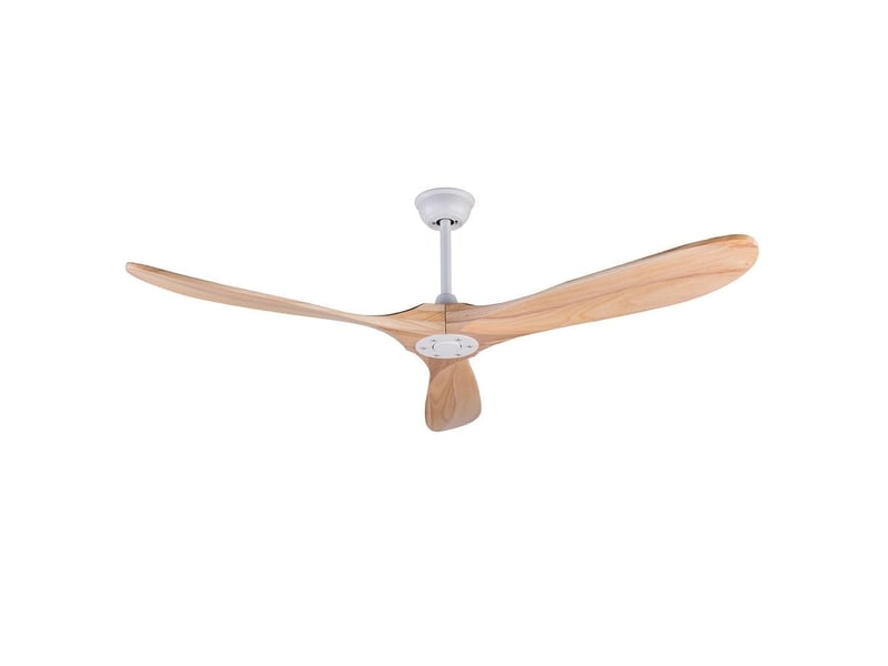  Ventilateur de plafond - avec télécommande et moteur réversible - metal &amp; wood - blanc - 152 x 152 x 32 cm - installation au plafond - salon et chambre EU60YM-1615WH - Conforama A