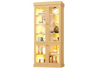Vitrine coloris naturel 4 étagère(s) OKWISH - 80 cmx180 cm