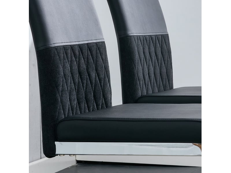  Lot de 4 chaises de salle à manger 42x48x95 cm dossier haut polyuréthane (pu) noir  - Conforama E