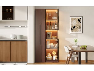 Vitrine coloris bois foncé 6 étagère(s) <strong>BIQZUYA</strong> <strong></strong> - 70 cmx160 cm