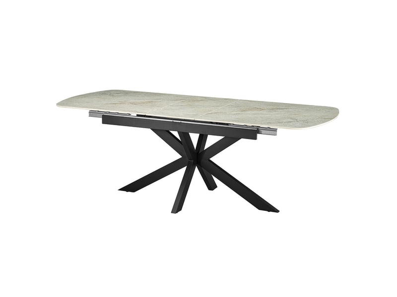 Hestia - table extensible rectangulaire en pierre frittée beige pieds en métal noir 180-220 cm HESTIA-BEI - Conforama A