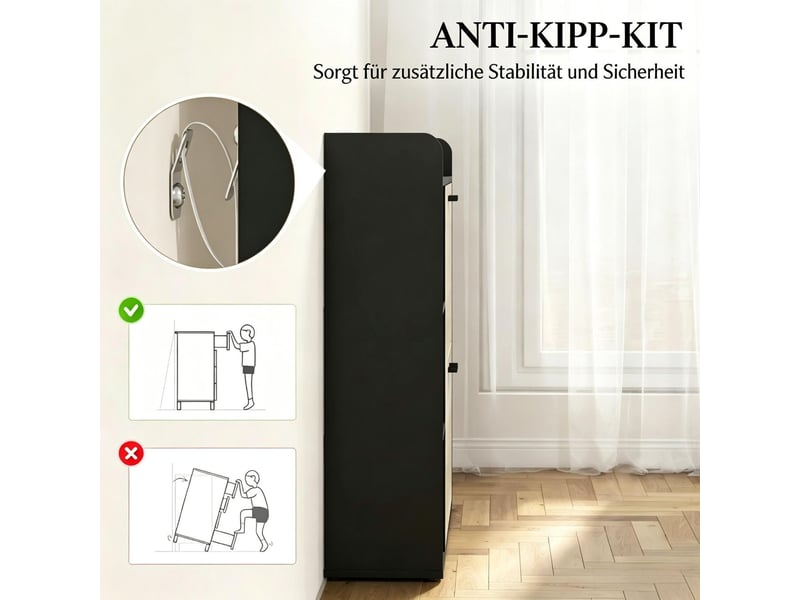  Armoire à chaussures 15 paires rangement chaussures 2 compartiments rabattables verrouillables rangement gain de place style moderne  - Conforama E