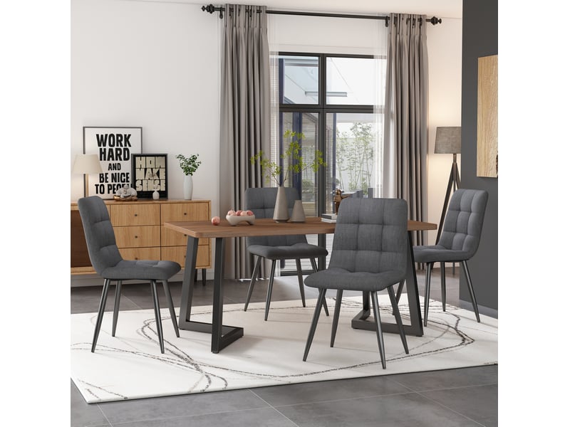  Table de salle à manger 117x68 cm, pour cuisine, rectangulaire avec grain de bois, panneau mdf marron  - Conforama B