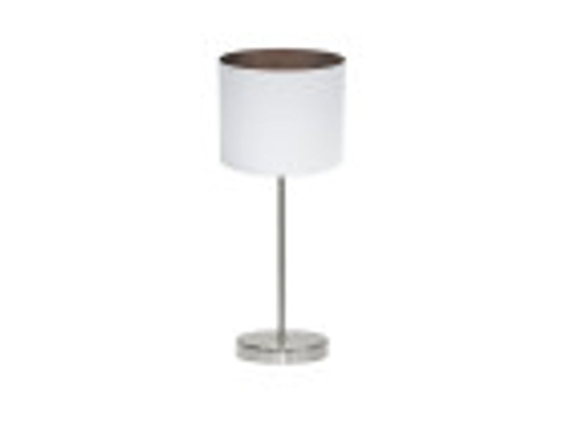  Fabrilamp tatiana lampe à poser nickelé blanc rouille, abat-jour textile finition bois, 1 x e14, 42 cm 189171017 - Conforama B