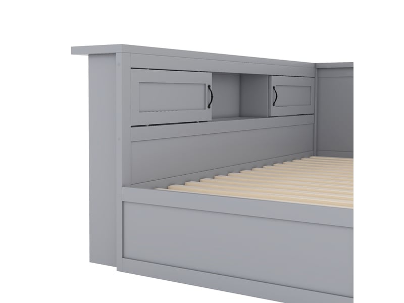  Canapé lit gris lit gigogne 90x200 avec éclairage led et rangement  - Conforama W