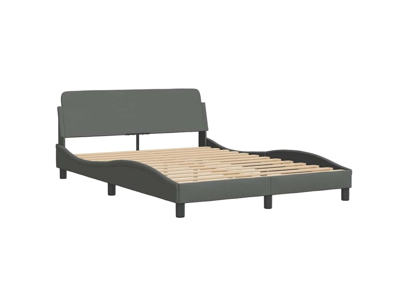  Lit double- lit adulte -  cadre de lit dover gris foncé 135x190 cm tissu  - Conforama B