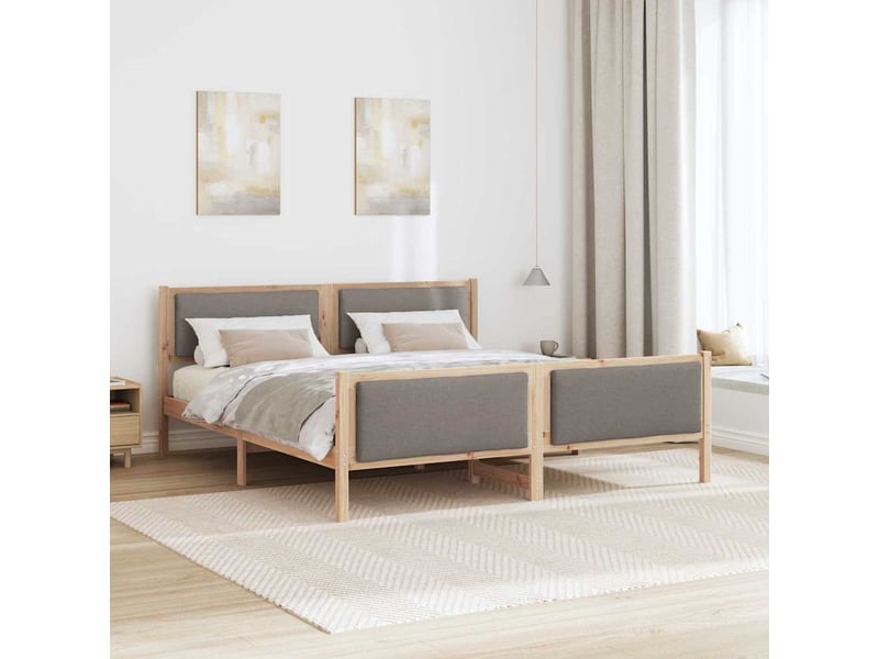 Lit double- lit adulte - cadre de lit avec tête de lit taupe 200 x 200 cm tissu - Conforama C