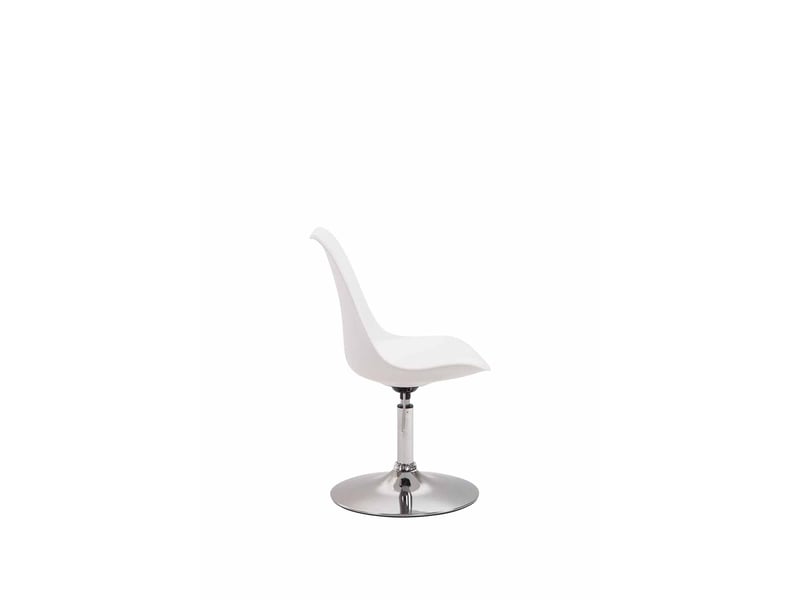 Chaise de salle à manger x1 pivotante hauteur réglable en plastique blanc et pied trompette en métal chromé 10_0008601  - Conforama C