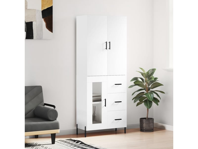  Buffet haut - bahut - meuble de rangement blanc 69,5x34x180 cm bois d'ingénierie  - Conforama B