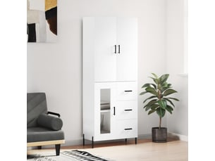 Buffet haut - bahut - meuble de rangement blanc 69,5x34x180 cm bois d'ingénierie