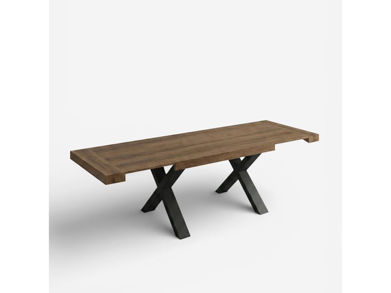 Table à manger extensible 12 places 160260x90 pieds noirs firenze - marron foncé - Conforama C