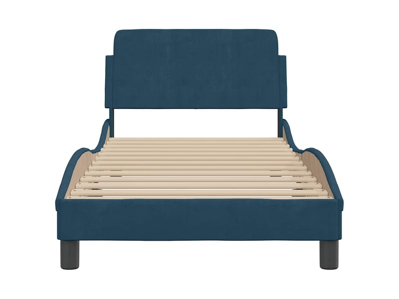 Lit simple- lit adulte - cadre de lit avec tête de lit dover bleu 80x200 cm velours - Conforama C