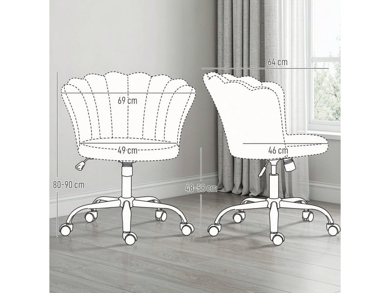  Fauteuil de coiffure rose en velours, réglable 48-58 cm, dossier en pétales  - Conforama C