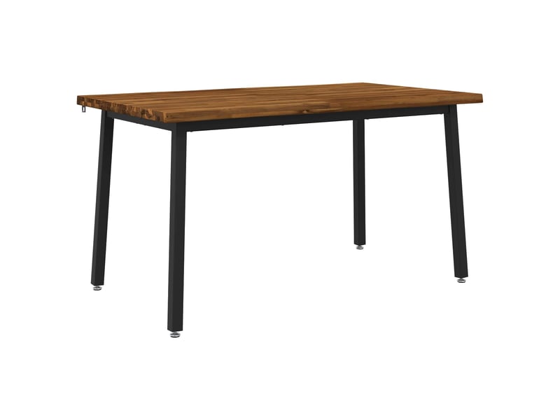  Table à manger moderne 120x90x75 cm bois d'acacia massif naturel et noir  - Conforama A