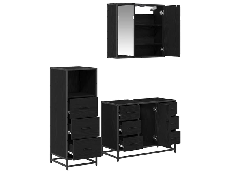 Ensemble de mobilier de salle de bain 3 pc chêne noir cf64362 - Conforama E