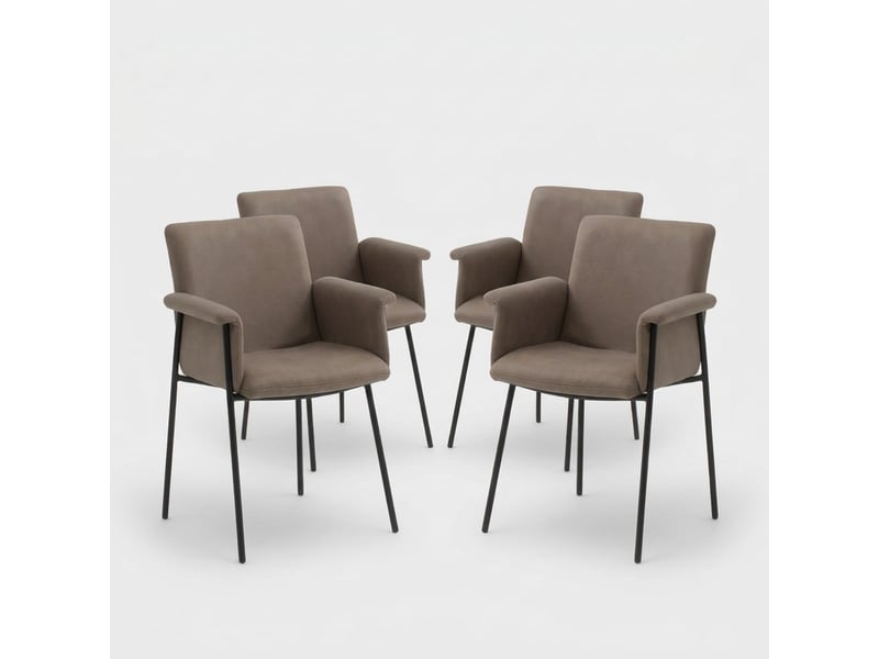  Lot de 4 chaises de salle à manger en simili cuir valeria - marron  - Conforama A