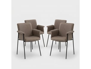 Lot de 4 chaises de salle à manger en simili cuir valeria - marron