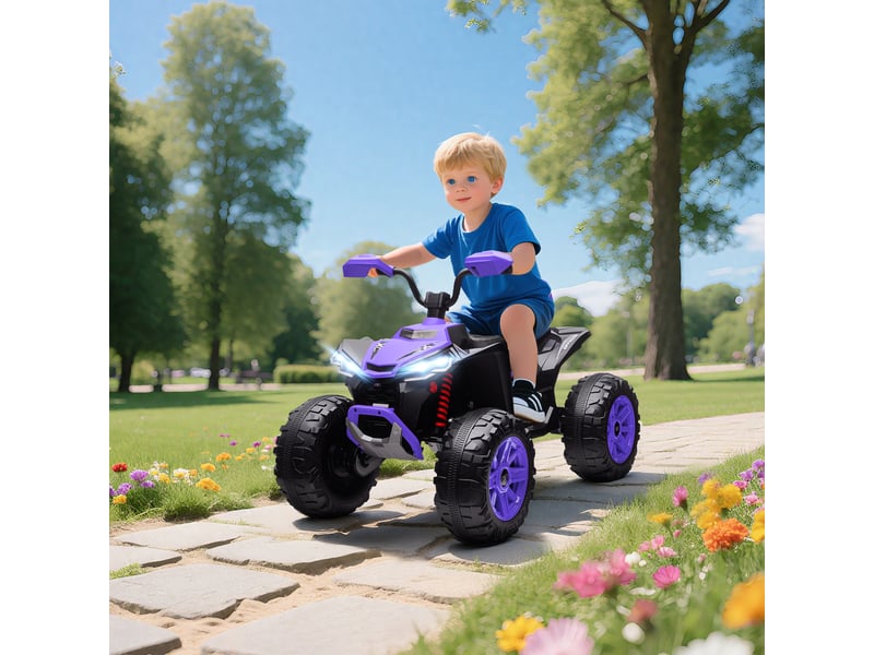  Quad électrique pour enfants, véhicule électrique 24 v à 4 roues, phares, port usb, fonction mp3, vitesse de 6,5 kmh, 3-8 ans  - Conforama C