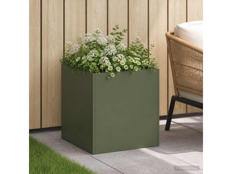  Jardinière - cache-pot de jardin vert olive 35 x 35 x 35 cm  - Conforama B