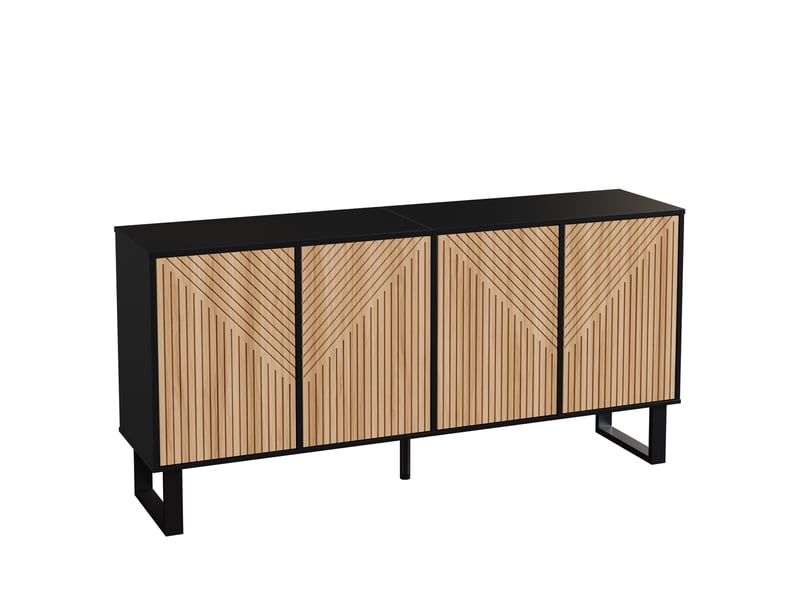 Buffet pour salon au veinage de bois noir, doté d'un spacieux rangement au design contemporain.  - Conforama D