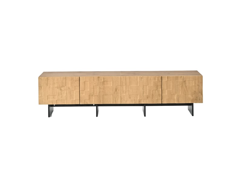  Meuble tv bas 180 cm, finition bois naturel, avec façades en relief  - Conforama A
