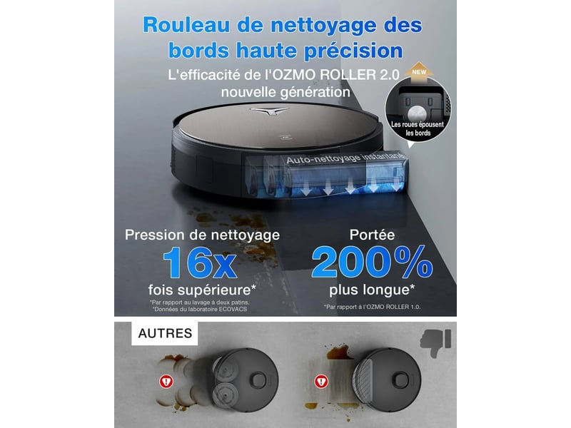  ECOVACS DEEBOT X11 Pro Omni Robot Aspirateur Laveur,19500Pa,OZMO Roller 2.0,TruEdge 3.0,Station Omni BLAST, 19500Pa, TruEdge 3.0 - Conforama C