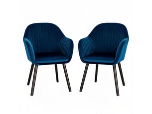 Lot de 2 chaises de salle à manger,42x50x81 cm,avec accoudoirs,velours,bleu