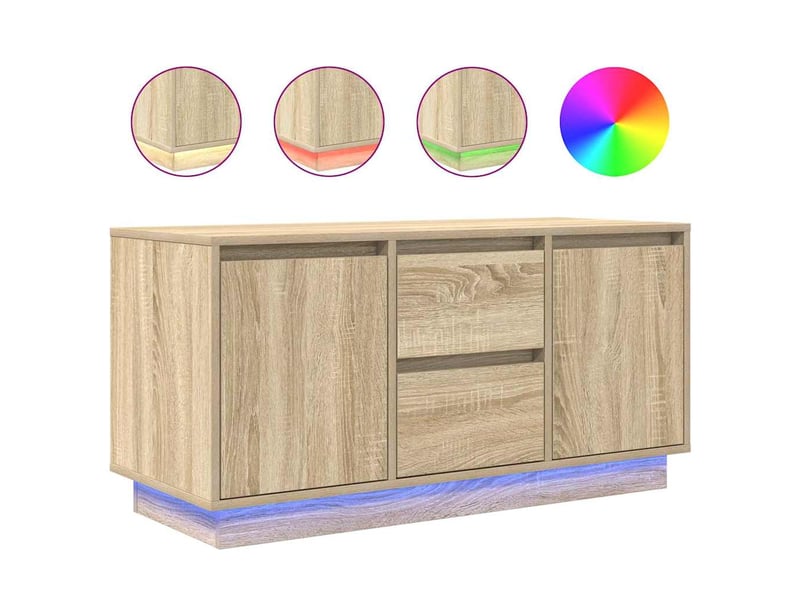  Meuble tv - banc tv - meuble de rangement avec lumières led chêne sonoma 100x41x50 cm  - Conforama A