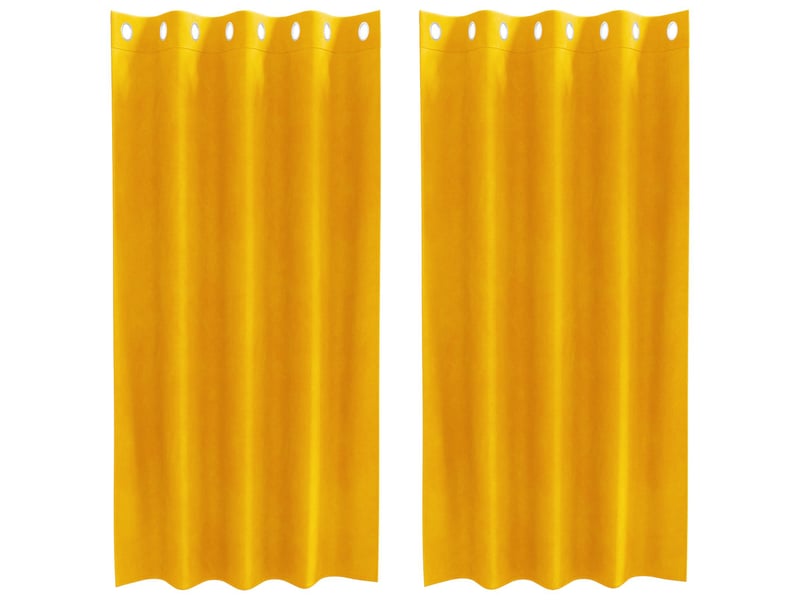 Lot de 2 rideaux, rideaux de fenêtre jaune moutarde 140 x 175 cm velours cf44078 - Conforama A