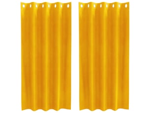 Lot de 2 rideaux, rideaux de fenêtre jaune moutarde 140 x 175 cm velours cf44078
