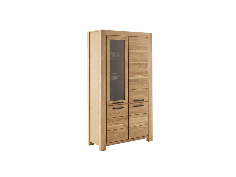  Vitrine 1 porte vitrée coloris chêne naturel - longueur 109 × profondeur 45 × hauteur 199 cm.  - Conforama D