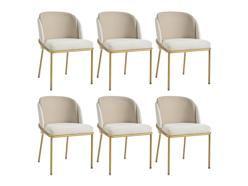  Lot de 6 chaises de salle à manger,55x55x85 cm,avec pieds réglables,pvc,beige  - Conforama A