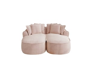 Méridienne modulable canapé salon contemporain tissu chenille rose design sans cadre 184x164cm