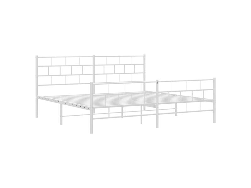  Lit double- lit adulte -  cadre de lit métal sans matelas et pied de lit blanc 200x200 cm  - Conforama C