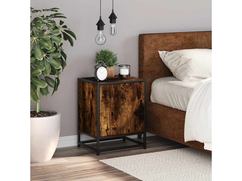  Table de chevet - cabinet de chevet - table de nuit chêne fumé 40x31x50 cm bois d'ingénierie métal  - Conforama B