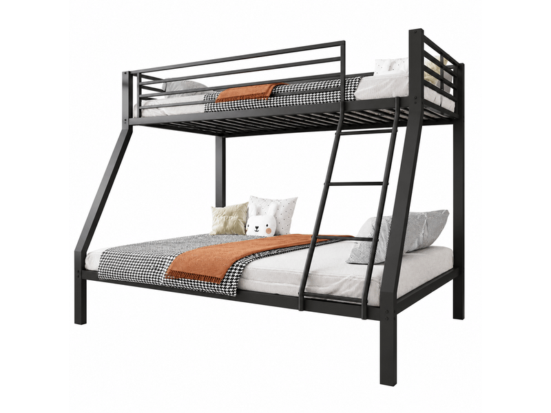 Lits superposés 90140 × 200 cm métal noir avec échelle réversible IKSETERA TRADING LTD - Conforama A